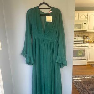 ShowPo Brand New Emerald Green “ Dangerous Woman Maxi Dress”